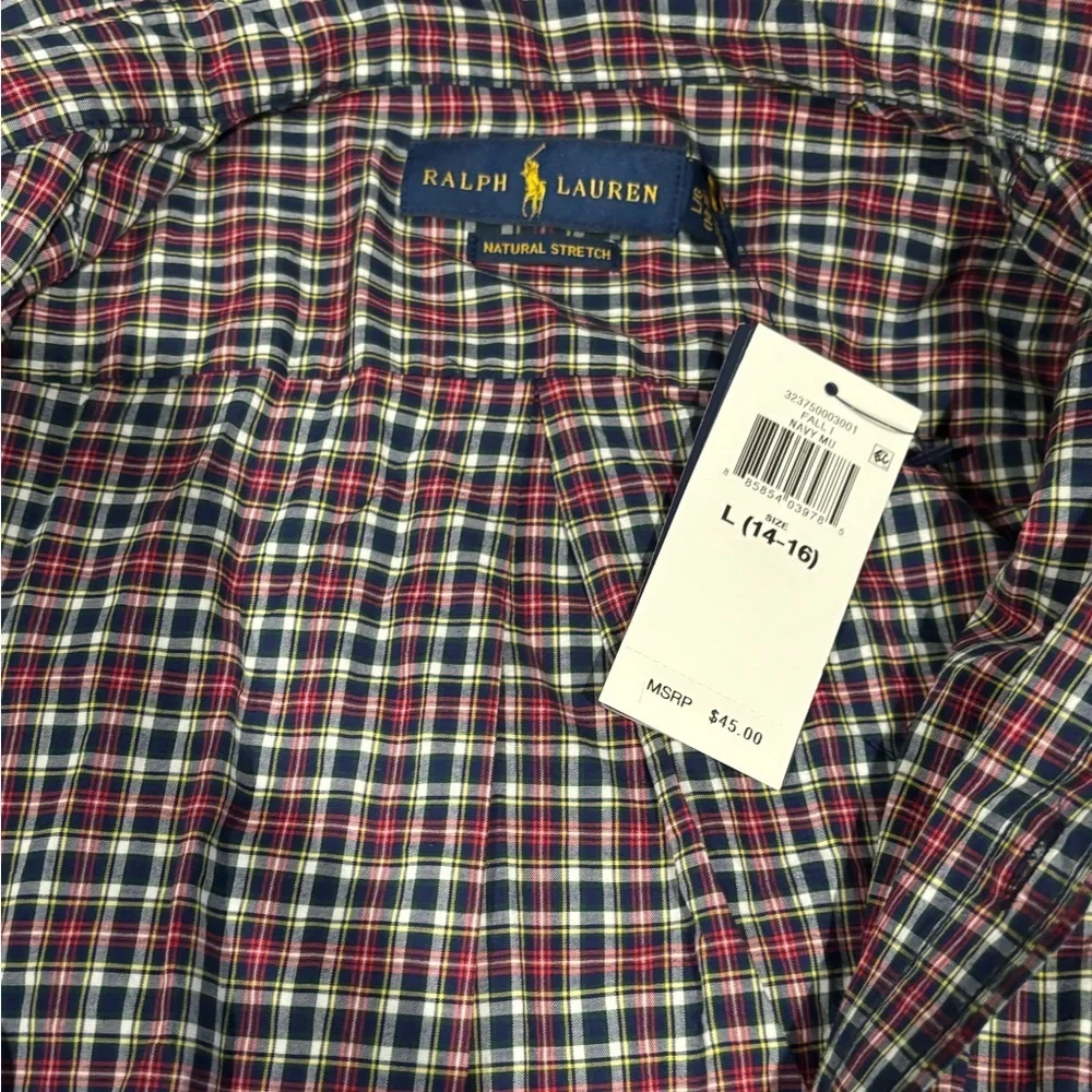 Ralph Lauren Boys Multicolor Checkered Button Down Dress Shirt Size 14-16/Large - Picture 3 of 4